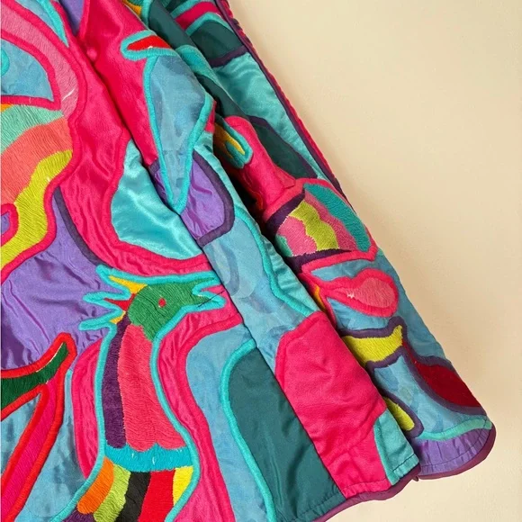 La Colección Judith Roberts Art to Wear Patchwork Multicolor Bomber Jacket Gift - Picture 15 of 16